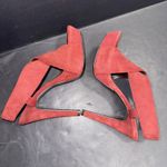 Diane Von Furstenberg DVF Platform Sandals 7.5 Zia Suede Crisscross Coral Red  Photo 5