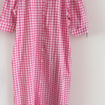 Adrienne  Seersucker Shirtdress Size M  Pink Gingham Cottagecore Preppy Midi EUC Photo 0