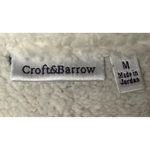 Croft & Barrow Womens M 23x26 Navy Fleece Snowflake Zip-Up Jacket Sherpa Holiday Photo 4