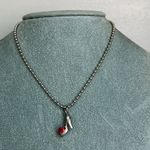 Red sparkly bling platform heel shoe necklace silver tone chain Photo 3