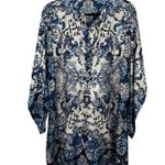 Johnny Was 100% Silk  Blue & White Dress (Size L) Photo 0