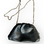 Understated Leather  mini crossbody bag, black, chain strap, scrunch clutch Photo 0