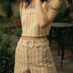 Denim Striped Set Gold Size 4 Photo 0