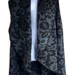 GILI XS Black Wool Jacquard Sweater Vest Cardigan Cascading Front Oversized Black Photo 0