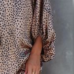 VICI  Satin Leopard Print Balloon Sleeve Midi Size Medium Photo 2