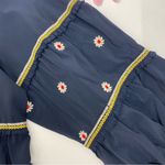 Piper & Scoot  Dance With Me Tiered Floral Embroidered Boho Peasant Top Navy Blue Photo 12