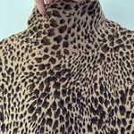 Talbots Animal Print Funnel Neck Knit Top Long Sleeve Silk Camel Hair Medium Photo 3