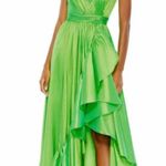 Mac Duggal  Bow One Shoulder Ruffle Asymmetric Hem Gown Size 14 68027 Photo 0