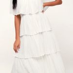 Lulu’s Gala Ready Off the Shoulder Midi Dress XS White Homecoming HoCo Bridal Photo 0