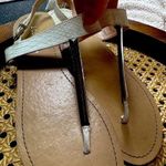 BCBGeneration BCBG flat sandal with silver bar size 8.5 white snakeskin strap Photo 0