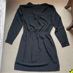 Ann Taylor Black Chiffon Cinched Waist Mini Shirt Dress XS Photo 5