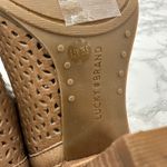 Lucky Brand  Livey Tan Leather Peep Toe Laser Cutout Heeled Booties Shoes 5.5 Photo 5