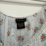 Fang Dainty Floral Striped Blue Multicolor Top Lace Trim Coquette Size Large Y2K Photo 4
