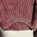 Free People  Sweetheart Sweater Mock Neck Chunky Knit Balloon Sleeve Cotton Photo 4