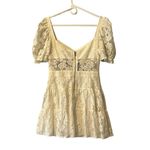 Hello Molly Lace Strapless Puffy Shoulder Ruffle Mini Dress Size M US 6 Peasant Photo 1