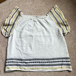 Very J Off White Embroidered Flutter Sleeve Top  Size Medium Photo 0