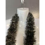 Fuzzy Eyelash Yarn Scarf One Size Black Silver Metallic Long Boa Party Photo 1