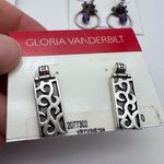 Villager NWT  Gloria‎ Vanderbilt Earrings Studs Dangle Drop Classic Silver tone Photo 6