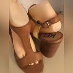 Kelsi Dagger Kelsi women chestnut brown leather heel sandals US 10 Photo 7