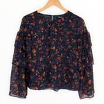 Madewell Tiered Ruffle-Sleeve Top in Climbing Vine Navy Floral size Small Photo 2