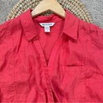 Athleta Playa Tie Wrap Top 100% Linen Shortsleeve in Coral Passionfruit Size L Photo 2