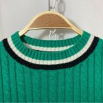 BP Nordstrom Green White Black Stripe Cable Knit Sleeveless Sweater Vest Top Photo 1