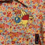 Winnie the Pooh Floral Button Down Cotton Shirt‎ Size Small Red Photo 2
