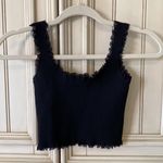 Shekou Black Sweater Knit Crop Tank Top with Lace Trim Jr’s S Photo 1