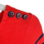 L.L.Bean 100% Cotton Red Navy Blue 3/4 Sleeve Tight Knit Sweater Dress Size S Photo 2