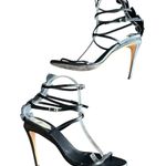 Fendi Women’s Ava Black Leather Crocodile Strappy Sandals Stiletto Heels Size 39 Photo 8