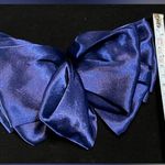 Vintage 90s Navy Blue SATIN EFFECT Big Hair Bow Barrette Clip Oversized Photo 3