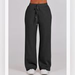 NWT ANRABESS 2 Piece Black Wide Leg Pant Sweatsuit in Size Medium Photo 3