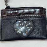 Brighton Blk Wallet Croc Embossed Leather Mini Heart ID Credit Card Coin Purse Photo 0