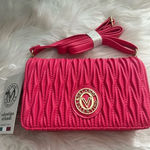 Valentino Orlandi Pink Quilted Crossbody Vegan Leather Purse Barbiecore Pink Photo 0