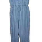 Sincerely Jules  Women's Large Blue Chambray Jumpsuit Button Collared Photo 0