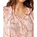 Free People  Stars Align Printed Top Blouse Women's Small Pale Pink Boho Hippie Photo 1