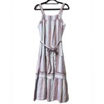 Crown & Ivy  PM sleeveless tiered midi dress square neck lined striped patriotic Photo 8