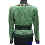 Cache Green Plaid Elaborate Embellished Top Jacket Lined Velvet Trim NWT $238 Photo 7