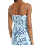 Alexis  Isola Crop Top Women's Large Blue‎ Linen Blend Strapless Smocked Back NWT Photo 1