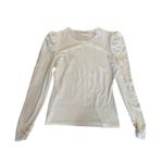 Rebecca Taylor Puff Shoulder Top Women's M Milk Crew Neck Pullover Long Sleeve Photo 5