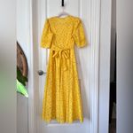 Pennyblack‎ Yellow Floral Eyelet Midi Dress Belted Cocktail Party Summer Small Photo 5