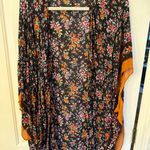 American Eagle Black Floral Kimono Photo 0