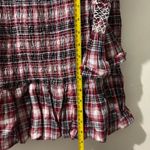 Anthropologie Pilcro Smocked Plaid Mini Dress size Medium in Red Motif Photo 5