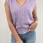Vintage Pastel Cableknit Sweater Vest Purple Photo 0