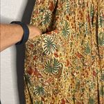 April Cornell Midi Dress Sleeveless Fall Butterfly Cottage Peasant Gauzy Pocket Gold Size L Photo 2