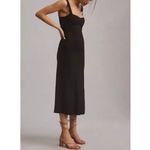Reformation  Suvi Knit Midi Dress Size Large Black Ruched Jersey Photo 2