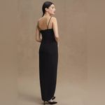 BHLDN Lyra V-Neck Faux-Wrap Crepe Midi Dress, black, size 6 Photo 2