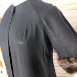 Vintage 50s 60s Black Long Coat Fur Cuffs 3/4 Sleeves XL Photo 3