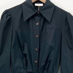 NEW Petersyn Womens XS‎ Agnes Shirt Dress Tie Front Puff Sleeve Black Gothic Photo 4