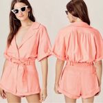 For Love & Lemons Millie Romper Coral Colered - Mango Size Small NEW Photo 2
